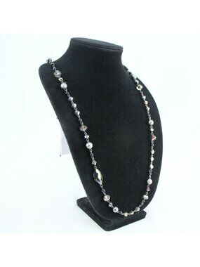 Kohls Sonoma Necklace Dark-tone 38" Long Iridescent Dark Purple Glass & Acrylic